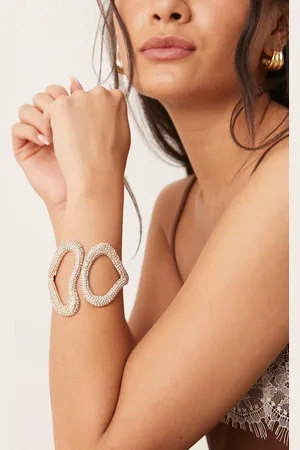 ASOS Cuff bracelet with abstract crystal detail in tone