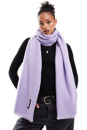 ASOS Monogram raw edge scarf with J initial in lilac