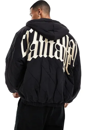 Criminal Damage Diamond quilted hoody black in black