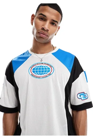 Criminal Damage Panelled sports t-shirt/blue in blue