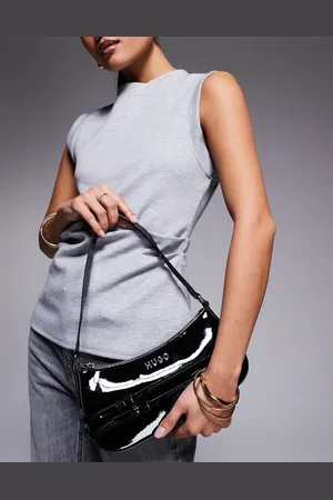 HUGO BOSS Christ patent shoulder bag in with belt detailing
