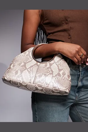 River Island Ring handle clutch bag in snake print