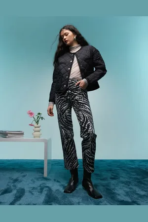 Bimba y Lola Straight leg jeans in ivory zebra print