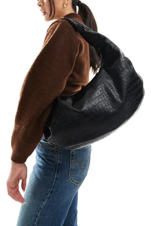 Bershka Croc effect slouchy shoulder bag in