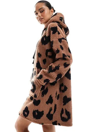ASOS Honeycomb oversized lounge hoodie in leopard print
