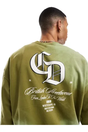 Criminal Damage Spray varsity sweatshirt in washed green