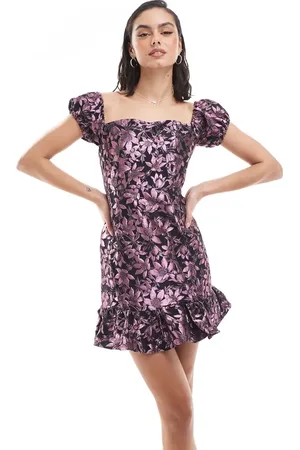 Collective The Label Sweetheart ruffle hem mini dress in metallic