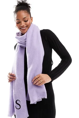 ASOS Monogram raw edge scarf with S initial in lilac