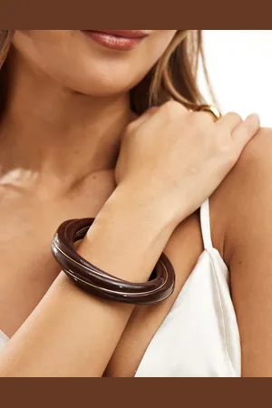 ASOS Cuff bracelet with twist resin detail in brown
