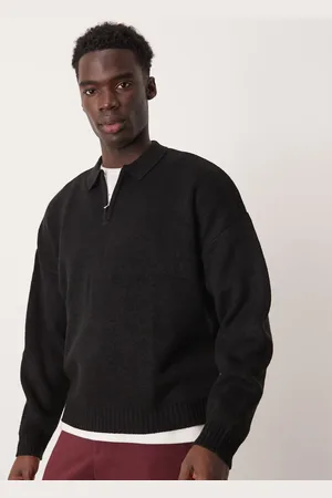 ASOS Oversized boxy fit knitted polo jumper with quarter zip in