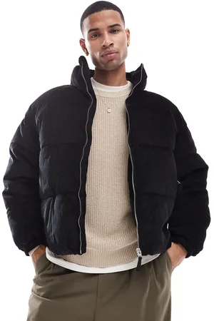 Bershka Cord puffer jacket in