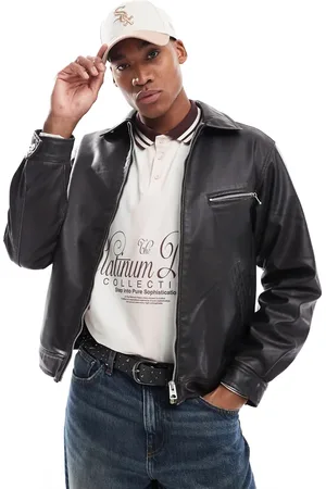 Pull&Bear Faux leather washed jacket in