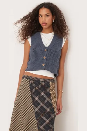 Free People Ava knitted vest in vintage indigo