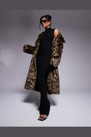 AZALEA WANG Catty faux fur maxi coat in leopard