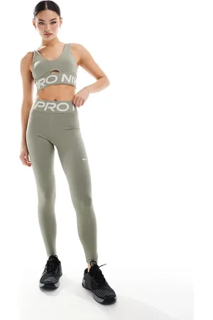 Nike Nike Pro Training Dri-FIT high-waisted sculpt leggings in khaki