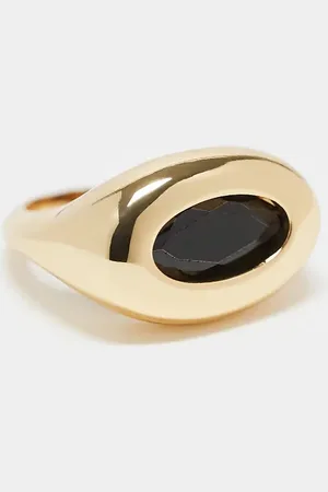 ASOS 14k plated ring with black stone detail