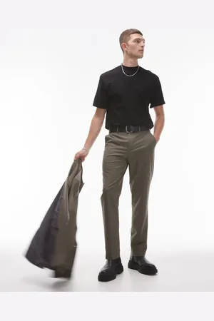 Topman Slim suit trousers in khaki