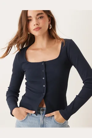 ASOS Split hem button through henley top in