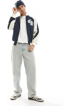 Criminal Damage Micro sherpa & nylon tracksuit jacket navy in navy