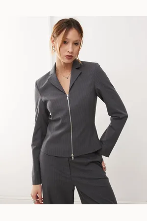 Weekday Mei co-ord slim fit zip through blazer in melange stripe