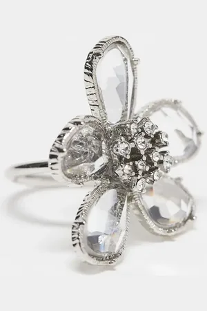 ASOS Ring with crystal floral detail in tone