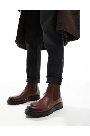ASOS Chelsea boots in tan leather with cleated sole