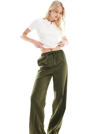ASOS Tall tailored pull on trousers in olive stripe