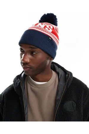 Vans Check pom beanie in blue and red