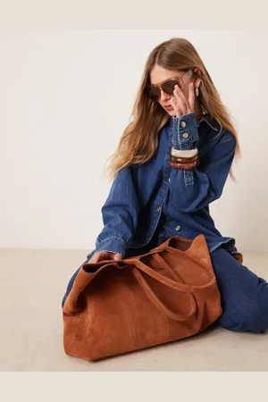 ASOS Premium suede bonded tote bag in tan