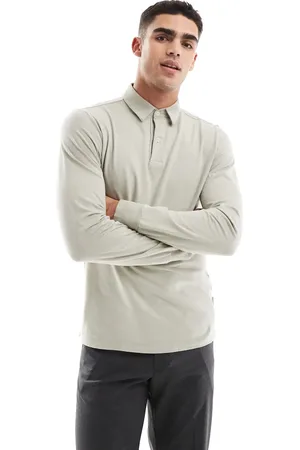 SCALPERS Soft Long Sleeve Polo In Taupe