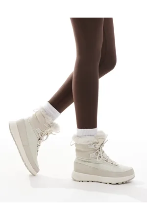 Columbia Slopeside Peak Luxe snow boots in dark stone and sea salt
