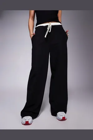 ASOS Satin boxer detail wide leg trousers in