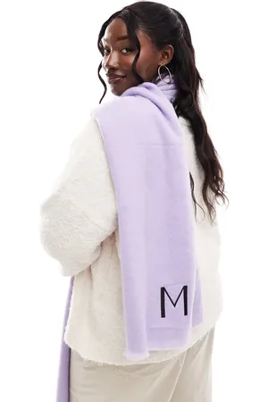 ASOS Monogram raw edge scarf with M initial in lilac