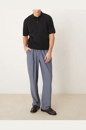 ASOS Baggy soft tailored trousers in blue pinstripe