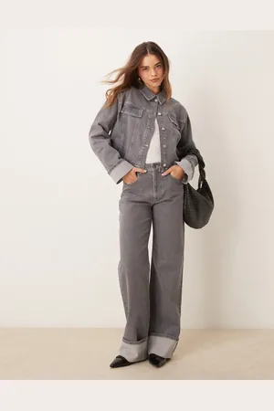 ASOS Turn up wide leg jean in wash
