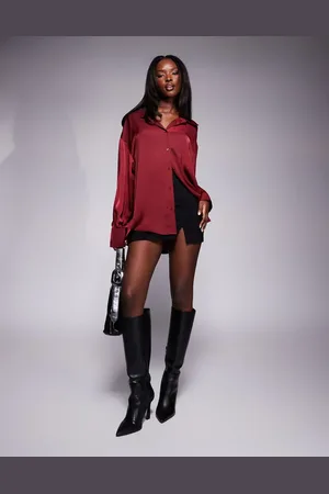 ASOS Satin shirt in burgundy