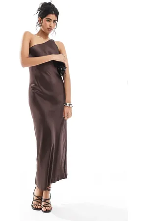 Object One shoulder satin maxi dress in