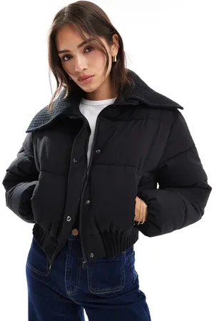 Cotton On Cotton On puffer jacket with knitted collar in