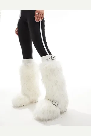 AZALEA WANG Tommie fluffy knee boots in
