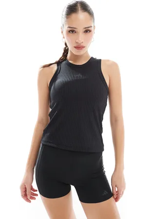 adidas Adidas Training Essentials rib 3 stripe vest in