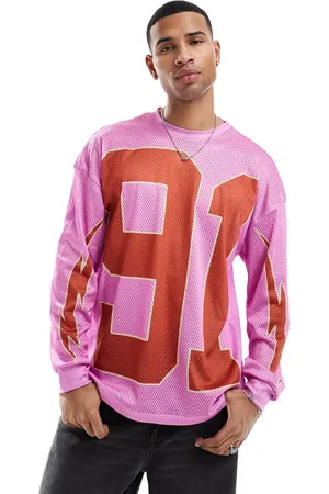 Criminal Damage 91 mesh varsity top in rose/red