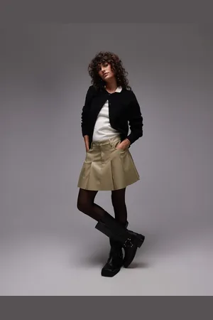 Topshop Faux leather pocket pleat mini in sage