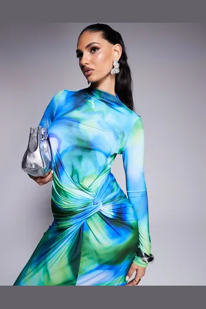 DASKA Exclusive high neck maxi dress in print