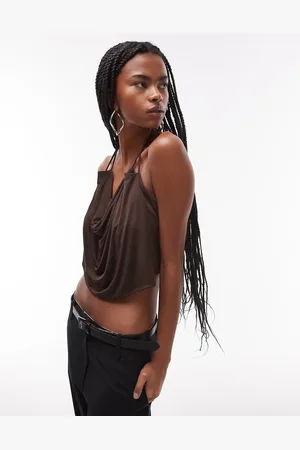 MANGO Halterneck floaty top in dark
