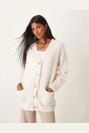 Miss Selfridge Mid length cardigan with seam detail in cream