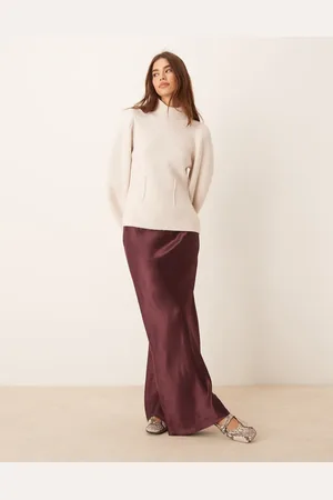 Miss Selfridge Satin bias bow detail maxi skirt