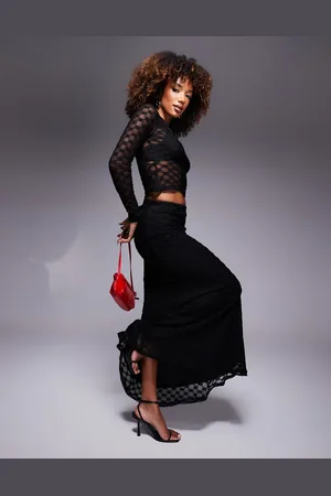 Bardot Lace mesh maxi skirt in