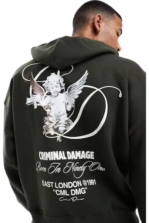 Criminal Damage Cherub hoodie green in green