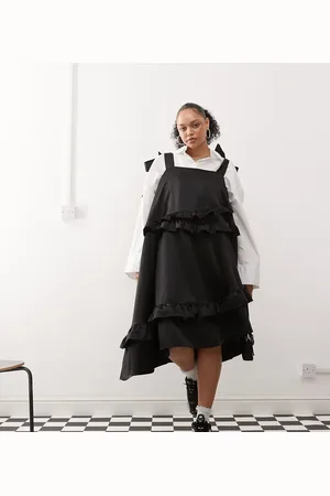 COLLUSION Plus satin ruffle smock dress in