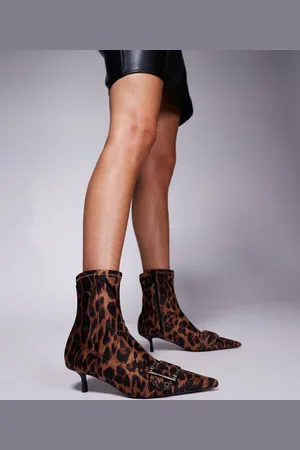 River Island Kitten heel boot in leopard print
